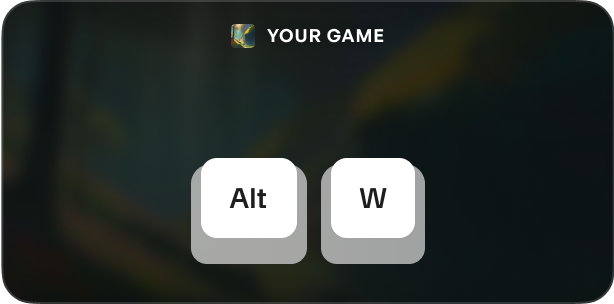 Stylized illustration of the overlay hotkey (Alt+W)